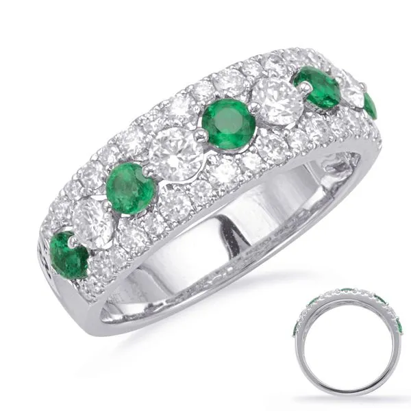 White Gold Emerald & Diamond Ring Tennies Jewelry Appleton, WI