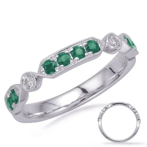 White Gold Emerald & Diamond Ring Tennies Jewelry Appleton, WI