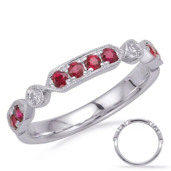White Gold Ruby & Diamond Ring Tennies Jewelry Appleton, WI
