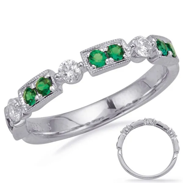 White Gold Emerald & Diamond Ring Tennies Jewelry Appleton, WI