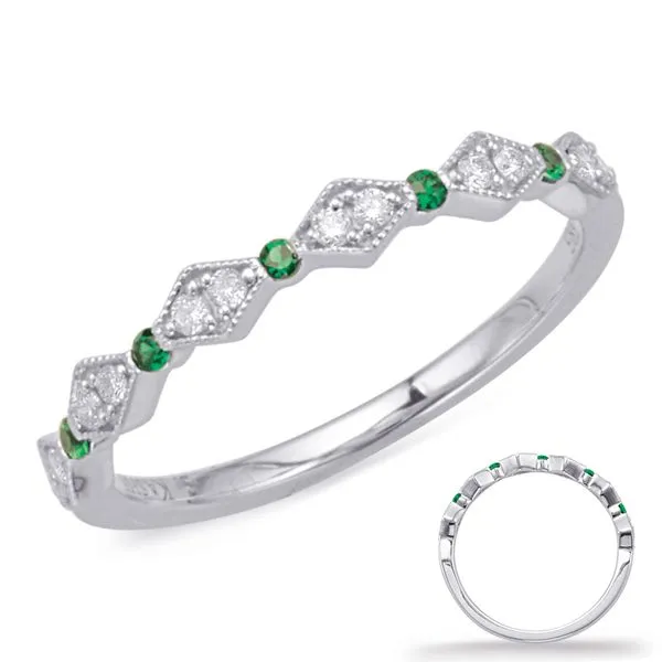 White Gold Emerald & Diamond Ring Tennies Jewelry Appleton, WI