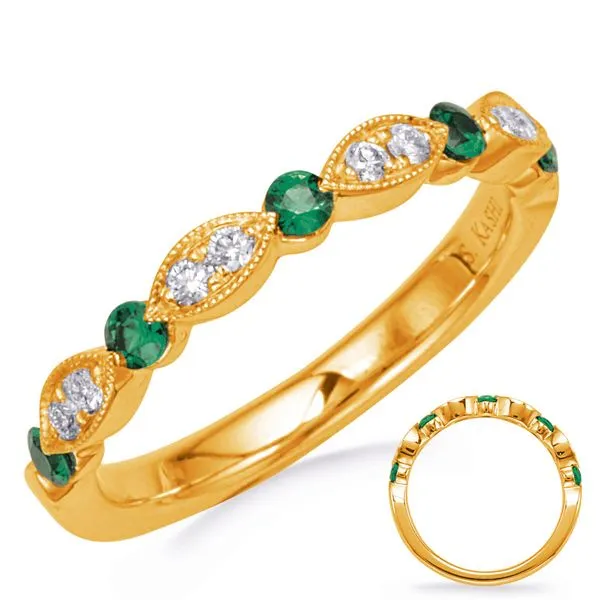 Yellow Gold Emerald & Diamond Ring Tennies Jewelry Appleton, WI