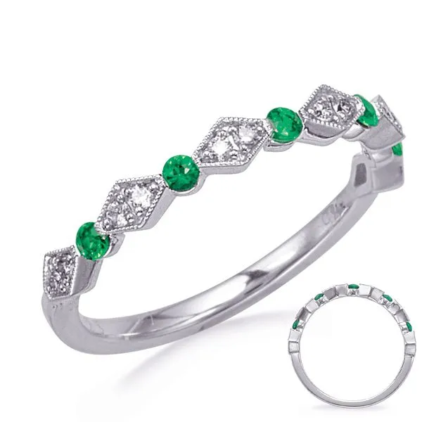 White Gold Emerald & Diamond Ring Tennies Jewelry Appleton, WI