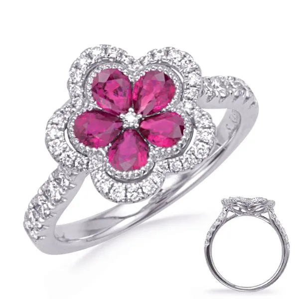 White Gold Ruby & Diamond Ring Tennies Jewelry Appleton, WI