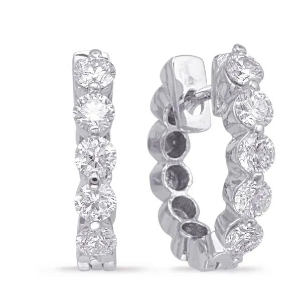 White Gold Diamond Oval Hoop Earring Tennies Jewelry Appleton, WI