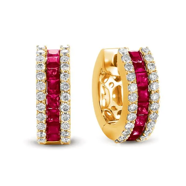 Yellow Gold Ruby & Diamond Earring Spencer's Jewelers Athens, GA