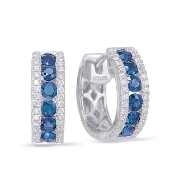 White Gold Sapphire & Diamond Huggie Tennies Jewelry Appleton, WI