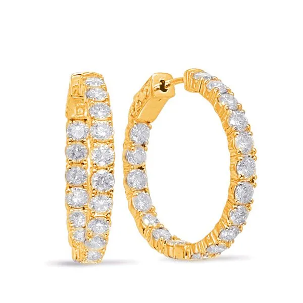 Yellow Gold Hoop Earring 4 Prongs Tennies Jewelry Appleton, WI