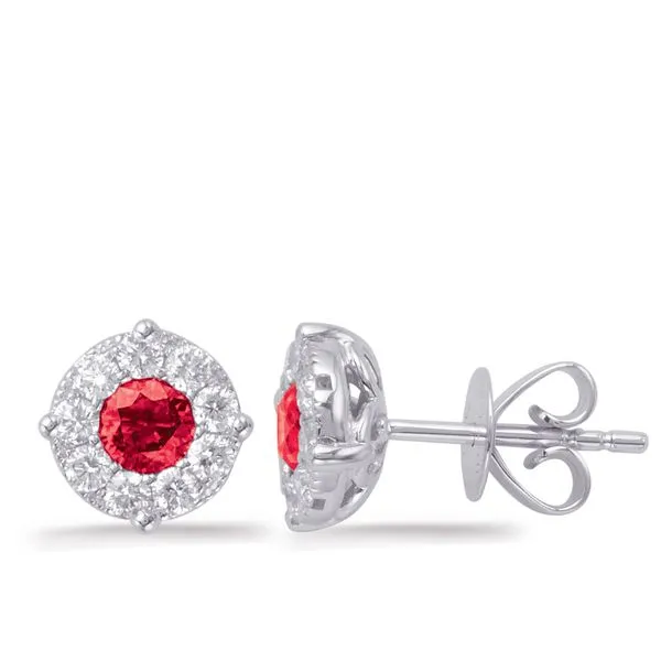 White Gold Ruby & Diamond Earring Tennies Jewelry Appleton, WI