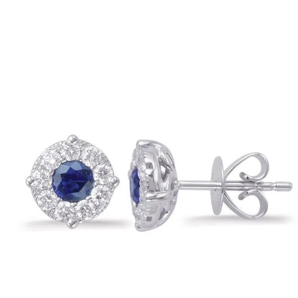 White Gold Sapphire & Diamond Earring Tennies Jewelry Appleton, WI
