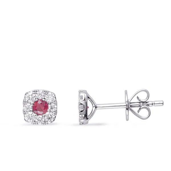 White Gold Diamond & Ruby  Earring Tennies Jewelry Appleton, WI