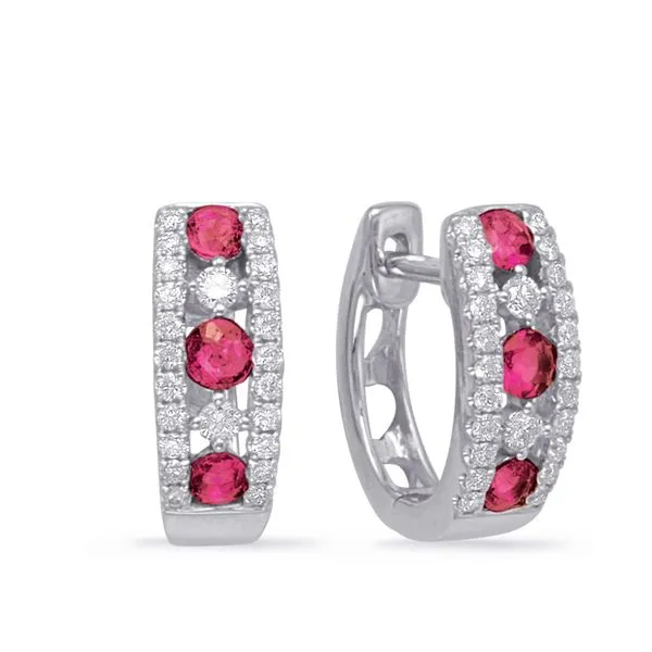 White Gold Ruby & Diamond Earring Tennies Jewelry Appleton, WI