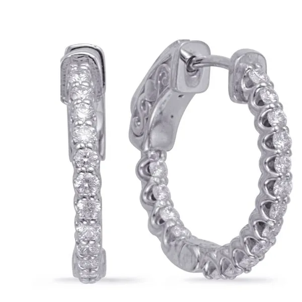 White Gold .75 Inch Securehinge Hoops Tennies Jewelry Appleton, WI