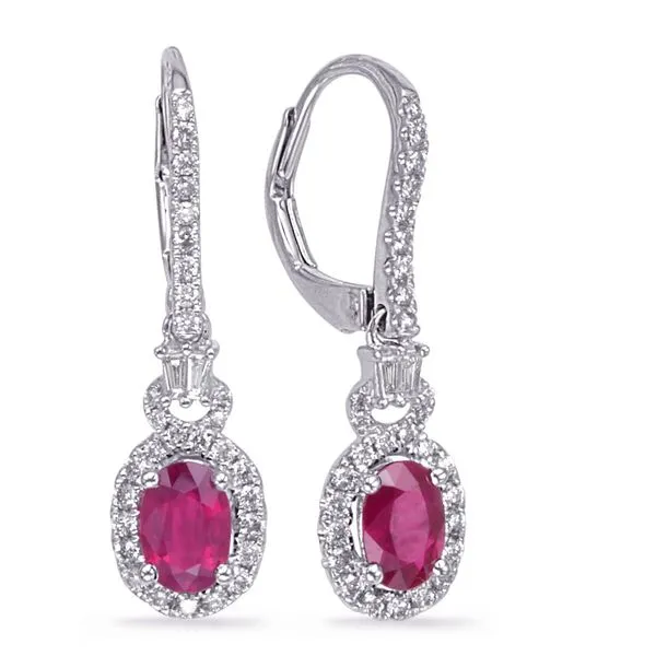White Gold Ruby & Diamond Earring Tennies Jewelry Appleton, WI