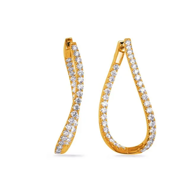 Yellow Gold Diamond Hoop Earring Tennies Jewelry Appleton, WI