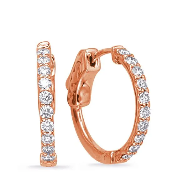 Rose Gold Diamond Hoop Earring Raleigh Diamond Fine Jewelry Raleigh, NC