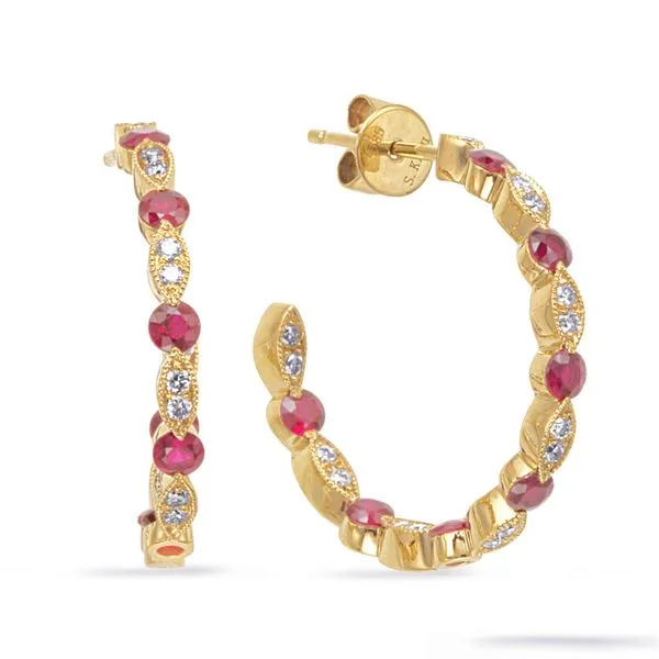 Yellow Gold Diamond & Ruby Earring JBC Gems Medford, OR
