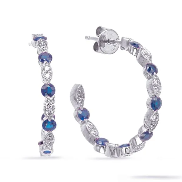 White Gold Diamond & Sapphire Earring Tennies Jewelry Appleton, WI