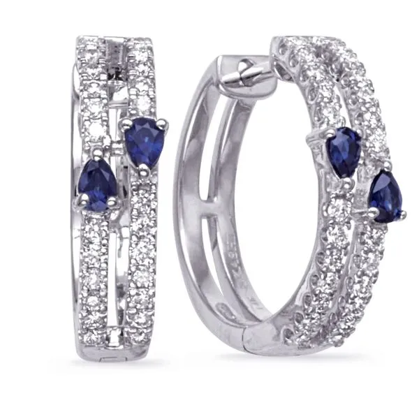 White Gold Diamond & Sapphire Earring Tennies Jewelry Appleton, WI