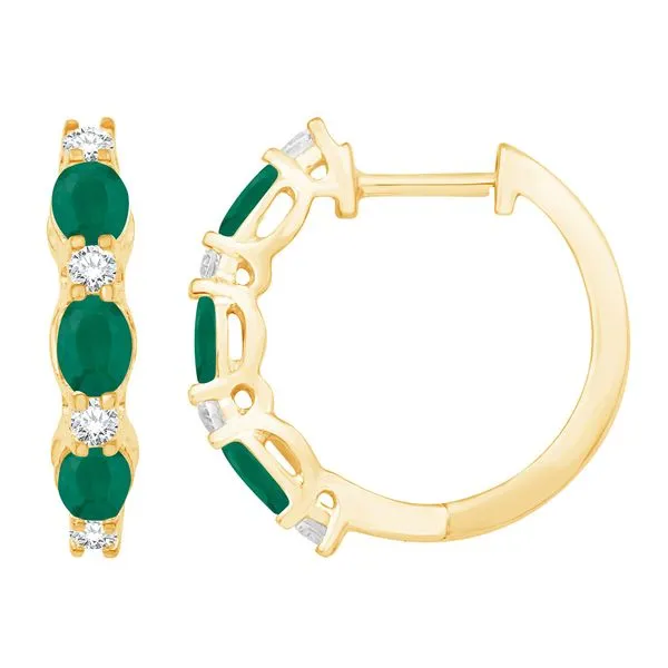 Yellow Gold Diamond & Emerald Earring Tennies Jewelry Appleton, WI