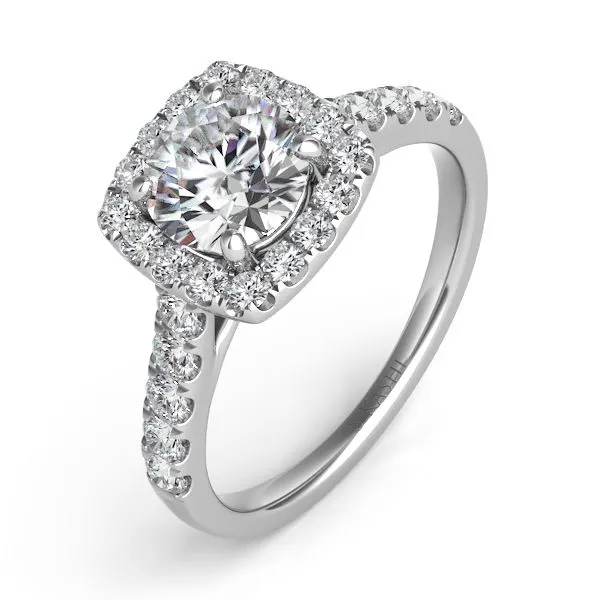White Gold Halo Engagement Ring Spencer's Jewelers Athens, GA