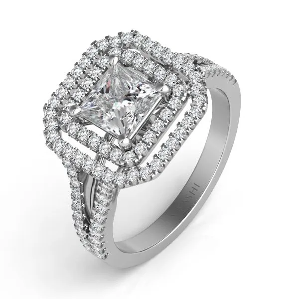 White Gold Halo Engagement Ring Spencer's Jewelers Athens, GA
