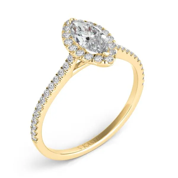 Yellow Gold Halo Engagement Ring Tennies Jewelry Appleton, WI