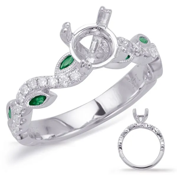 White Gold & Emerald Engagement Ring Tennies Jewelry Appleton, WI