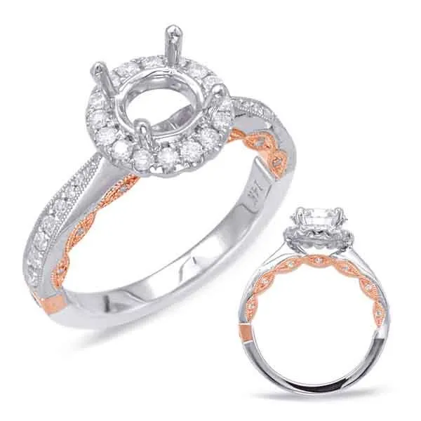 Rose & White Gold Halo Engagement Ring Tennies Jewelry Appleton, WI