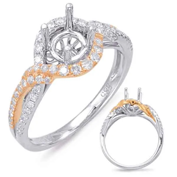 Rose & White Gold Halo Engagement Ring Tennies Jewelry Appleton, WI