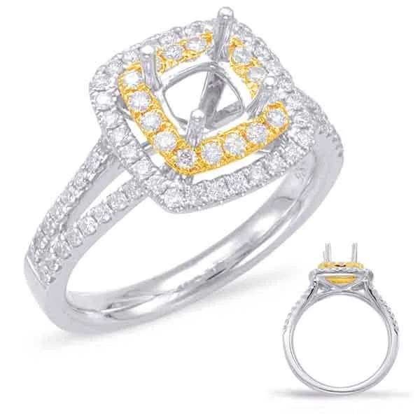 Yellow & White Gold Halo Engagement Ring Tennies Jewelry Appleton, WI