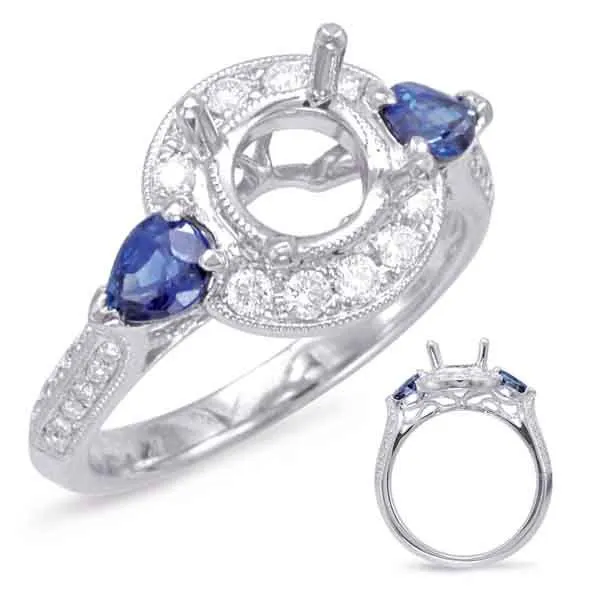 White Gold Sapphire & Diamond Halo Ring Tennies Jewelry Appleton, WI
