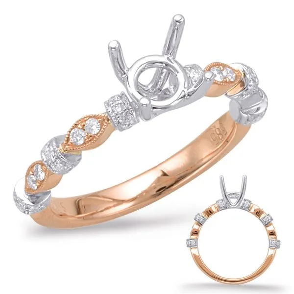 Rose & White Gold Halo Engagement Ring Tennies Jewelry Appleton, WI