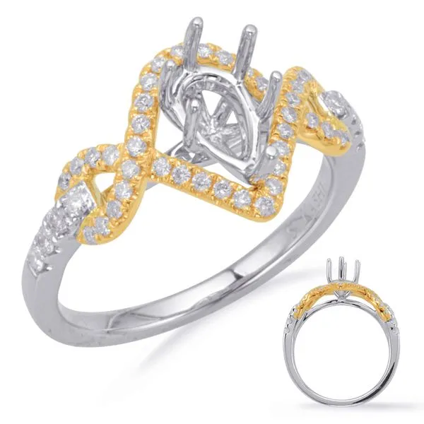 Yellow & White Gold Halo Engagement Ring Tennies Jewelry Appleton, WI