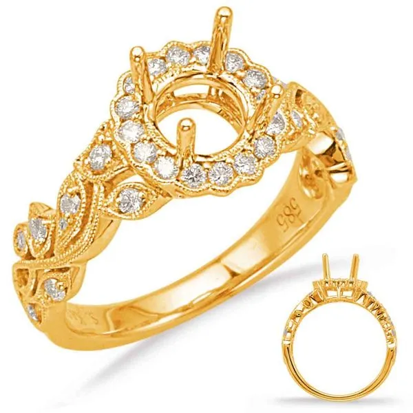 Yellow Gold Halo Engagement Ring Tennies Jewelry Appleton, WI