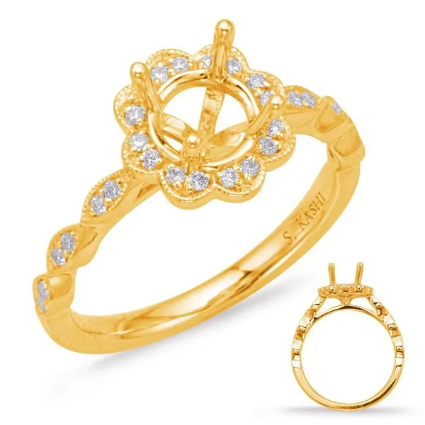 Yellow Gold Halo Engagement Ring Tennies Jewelry Appleton, WI