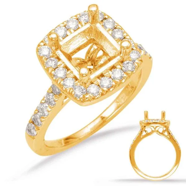 Yellow Gold Halo Engagement Ring Tennies Jewelry Appleton, WI