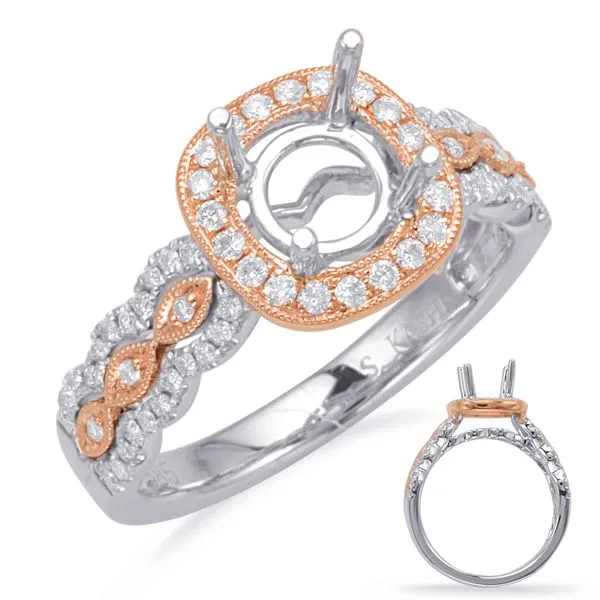 Rose & White Gold Halo Engagement Ring Spencer's Jewelers Athens, GA