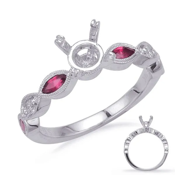 White Gold Ruby & Dia Engagement Ring Tennies Jewelry Appleton, WI