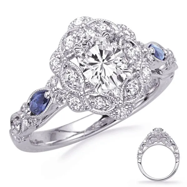 White Gold Sapphire & Diamond Eng Ring Tennies Jewelry Appleton, WI