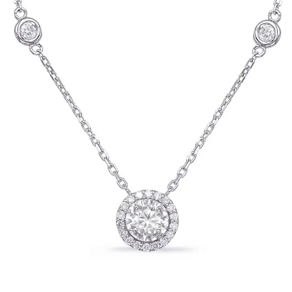 White Gold Halo Diamond By The Yard Neck Raleigh Diamond Fine Jewelry Raleigh, NC