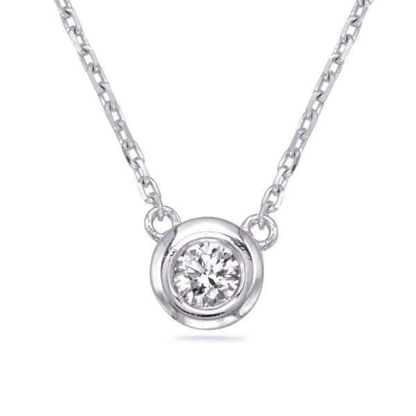 White Gold Diamond Necklace Bezel Set Tennies Jewelry Appleton, WI