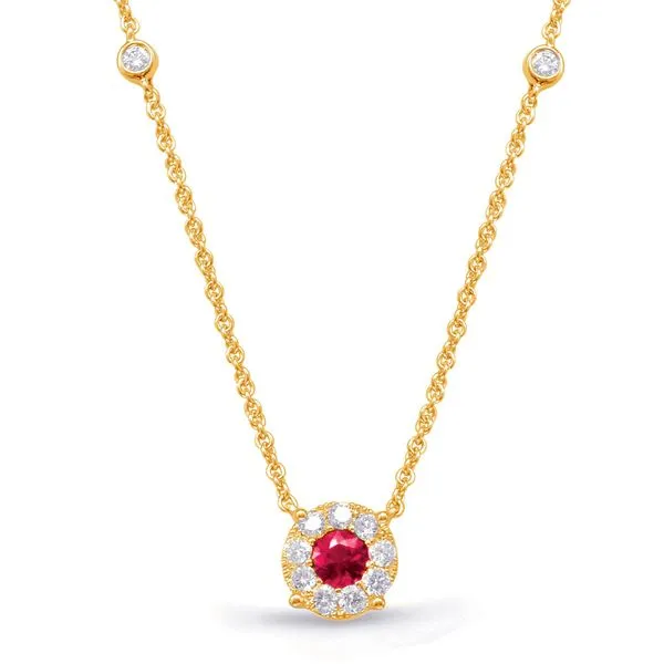 Yellow Gold Diamond & Ruby Necklace Tennies Jewelry Appleton, WI