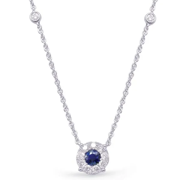 White Gold Diamond & Sapphire Necklace Tennies Jewelry Appleton, WI
