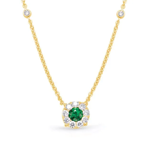 Yellow Gold Emerald & Diamond Necklace Moseley Diamond Showcase Inc Lexington, SC