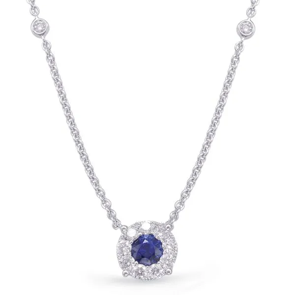 White Gold Sapphire & Diamond Necklace Tennies Jewelry Appleton, WI