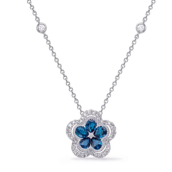 White Gold Diamond & Sapphire Necklace Tennies Jewelry Appleton, WI