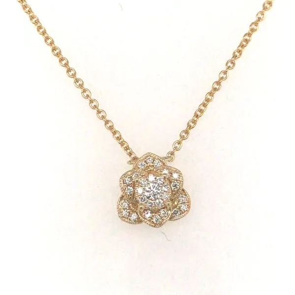 Yellow Gold Diamond Flower Necklace Tennies Jewelry Appleton, WI