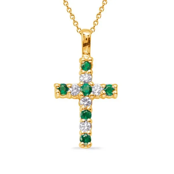 Yellow Gold Emerald & Diamond Cross Tennies Jewelry Appleton, WI