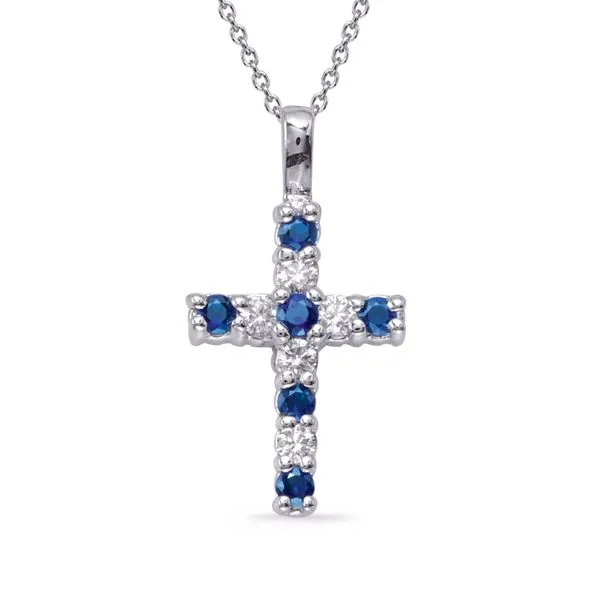 White Gold Sapphire & Diamond Cross Tennies Jewelry Appleton, WI
